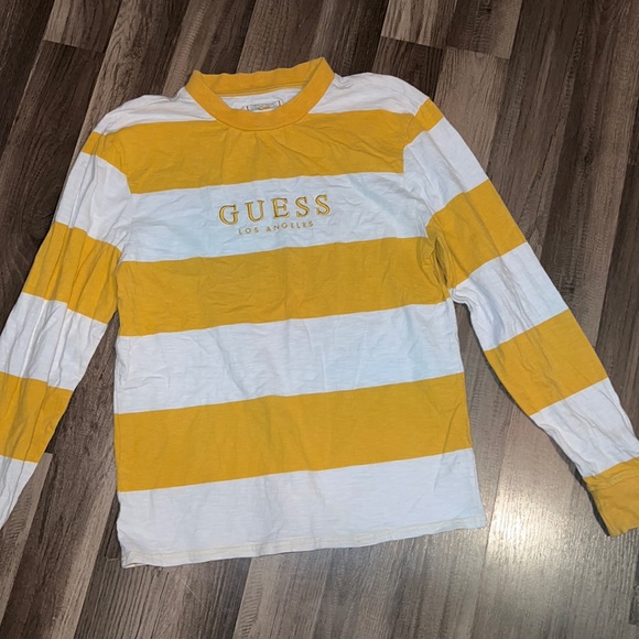 Guess Originals yellow & white Horizontal stripe shirt - Picture 1 of 3